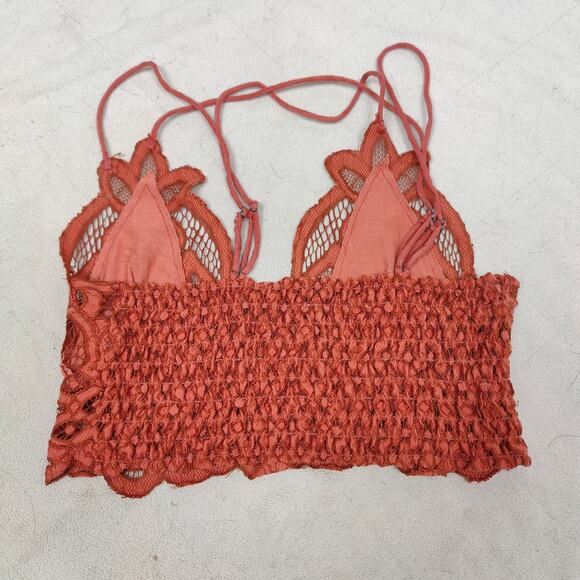 Free People One Adella Bra Womens Small Copper Lace Crop Top Strappy Bralette - Picture 4 of 4
